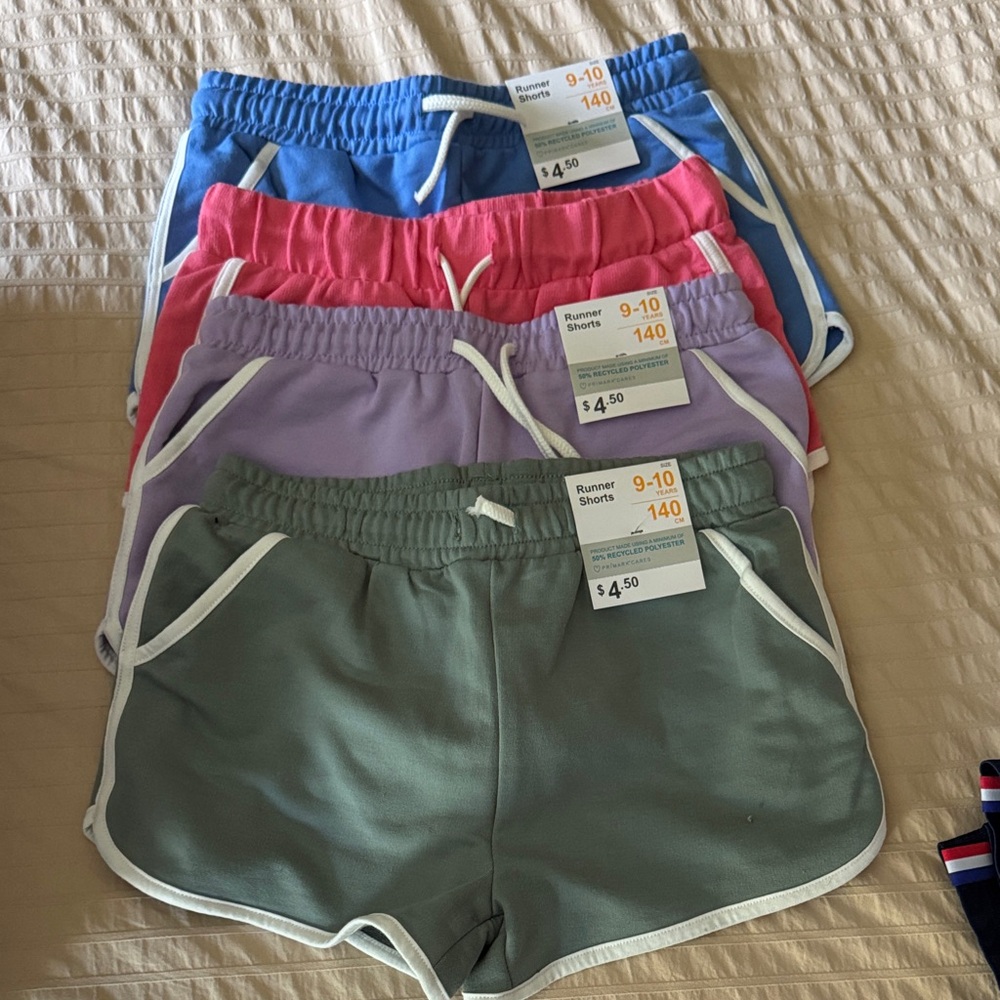 Primark Kids Runner Shorts - Blue, Pink, Purple, Green size 9/10